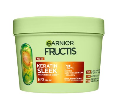 Garnier Fructis Keratin Sleek maska na suché a krepaté vlasy 370 ml