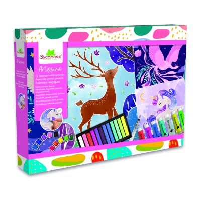 Sycomore Artissimo-XXL kreativní sada-akvarel, pastely a akrylové barvy-magická zvířata