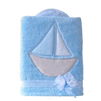 Mamo Tato Oboustranná chlupáčková dečka s vyšívkou 75 x 90 cm, Lodička, modrá