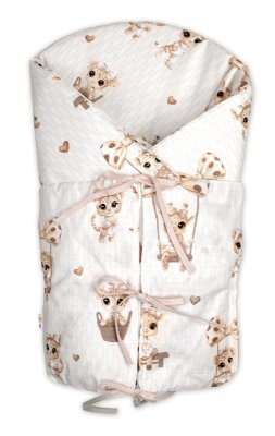 Baby Nellys Klasická retro zavinovačka šněrovací s výplní - Žirafka béžová