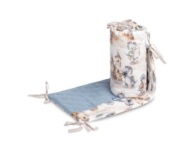 SENSILLO Mantinel do postýlky, mušelín, bavlna - Dráček, modrý, jeans