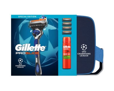 Gillette Xmass sada UEFA holicí strojek + 4 hlavice, taška a gel na holení 200 ml Gillette Xmass sada UEFA holicí strojek + 4 hlavice, taška a gel na holení 200 ml