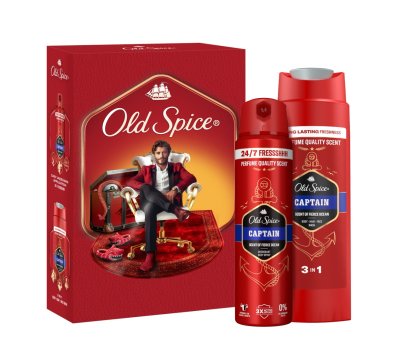 Old Spice Xmass sada Captain deodorant ve spreji a sprchový gel 150 ml + 250 ml