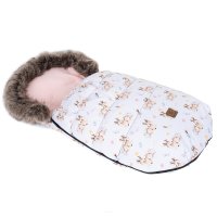 Mamo Tato Zimní fusak Lux s kožešinkou, Srnky, 50 x 100cm - růžová, béžová