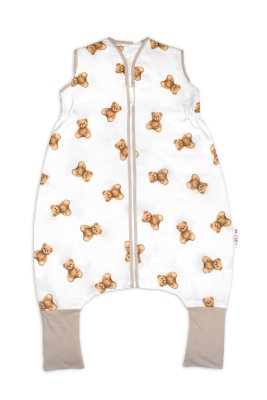 Baby Nellys Letní spací vak se zahrnovacími nohavičkami, bavlna, Míša - bílý s potiskem, M