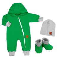 Baby Nellys Rostoucí overal pro miminko, čepice, botky, 3D, Nature - zelený, vel. 80/86