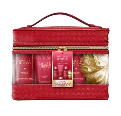 Baylis & Harding Sada péče o tělo v toaletní taštičce Midnight Cherry 5 ks