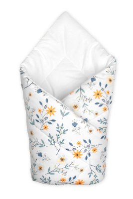 Baby Nellys Kojenecká zavinovačka Klasik- Kouzelná louka, bílá s potiskem