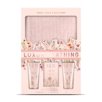 Grace Cole Dárková sada péče o tělo s taštičkou Pivoňka, Broskev & Malina 4 ks