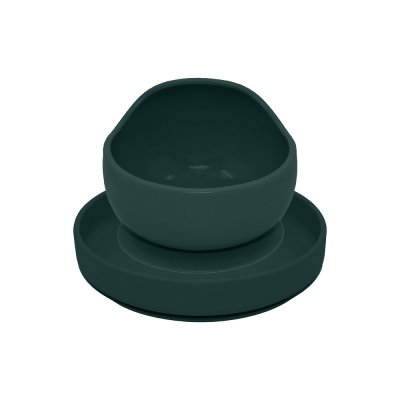 Petite&Mars Set jídelní silikonový TAKE&MATCH 2 ks talíř + miska Misty Green 6m+