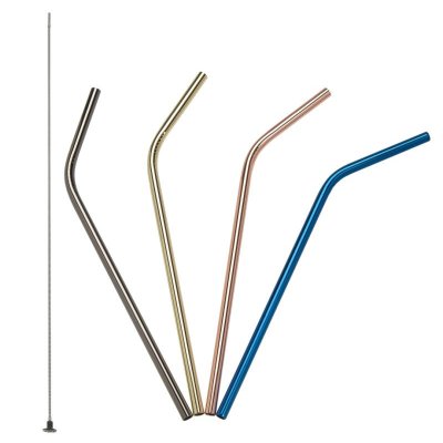 Lurch Trendy nerezová zahnutá brčka 00240992 -21,5 cm barevná (4 ks+ kartáček)