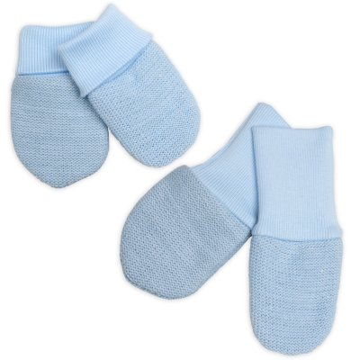 Baby Nellys Pletené  kojenecké rukavičky vel. 56/68 - 1 pár, modrý melírek
