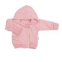 Baby Nellys Rostoucí pletený svetřík s kapucí, zapínání knoflíčky - pudrově růžový,vel.56/62