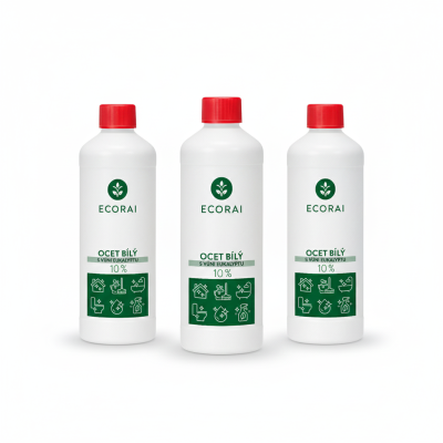 Ecorai Ocet bílý 10 % s vůní eukalyptu 3 x 1 l výhodné balení