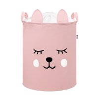 SIPO Koš na hračky se šňůrkou, skládací bavlněný / 43 l, Teddy Bear Pink