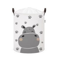 SIPO Koš na hračky se šňůrkou, skládací bavlněný / 43 l, Hippo