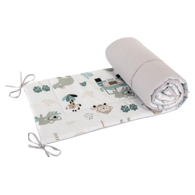 Bomimi MANTINEL do postýlky 180 cm, POJÍZDNÁ ZOO, ŠEDÁ xy