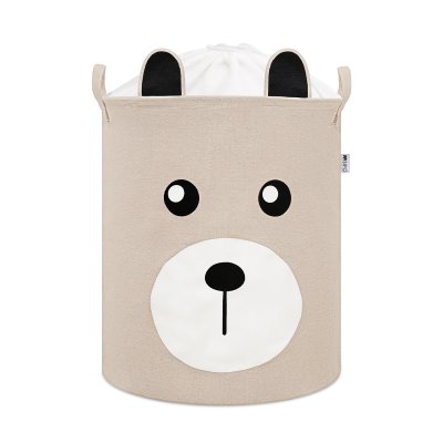 SIPO Koš na hračky se šňůrkou, skládací bavlněný / 43 l, Teddy Bear Beige