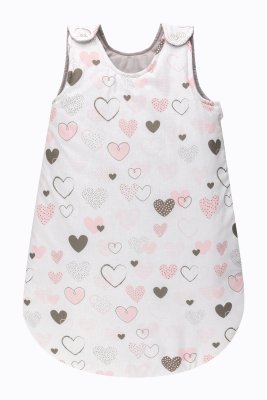 Bomimi Spací pytel 75cm / 3-12m, SRDÍČKA šedá