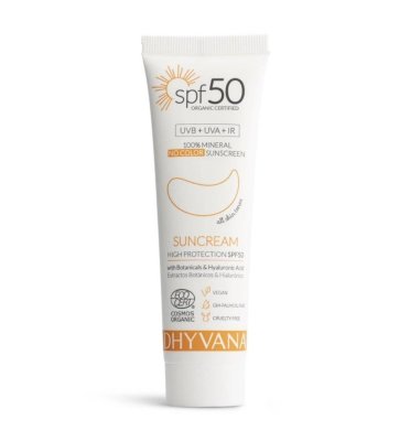Dhyvana Přírodní minerální opalovací krém na obličej SPF50 50 ml