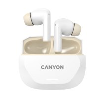 Canyon Bezdrátová stereo sluchátka True wireless Hexagon 7, bílo/béžová