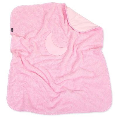 Mamo Tato Oboustranná chlupáčková dečka s vyšívkou 75 x 90 cm, Měsíček - růžová