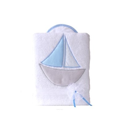 Mamo Tato Oboustranná chlupáčková dečka s vyšívkou 75 x 90 cm, Lodička, bílá/modrá