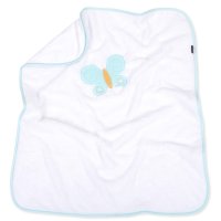 Mamo Tato Oboustranná chlupáčková dečka s vyšívkou 75 x 90 cm, Motýlek, bílá/modrá