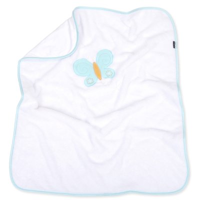 Mamo Tato Oboustranná chlupáčková dečka s vyšívkou 75 x 90 cm, Motýlek, bílá/modrá