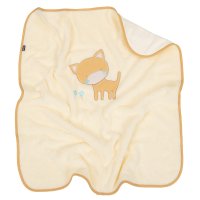 Mamo Tato Oboustranná chlupáčková dečka s vyšívkou 75 x 90 cm, Kočička, ecru