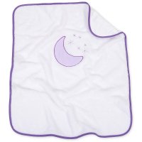 Mamo Tato Oboustranná chlupáčková dečka s vyšívkou 75 x 90 cm, Měsíček, bílá/fialová