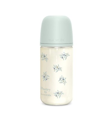 Suavinex Poetry Skleněná láhev fyziologická SX Pro 3m+ MF 240 ml 1 ks modrá