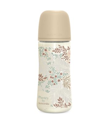 Suavinex Poetry Kojenecká láhev fyziologický průtok L 6m+ 1 ks krémová