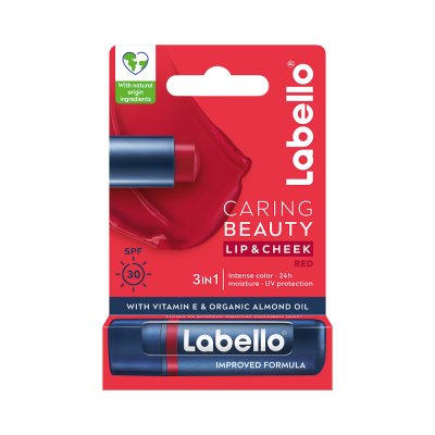 Labello Caring Beauty Red barevný balzám na rty a tváře 4,8 g