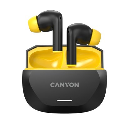 Canyon Bezdrátová stereo sluchátka True wireless Hexagon 7, černo/žlutá