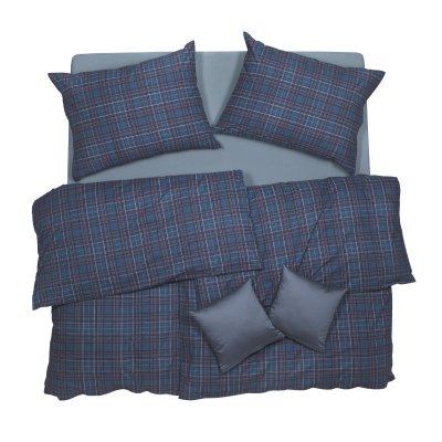 SCANquilt povlečení KLASIK SOFT kostky modrá 140 x 200/70 x 90 cm