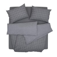 SCANquilt povlečení KLASIK kostka+proužek šedá 140 x 200/70 x 90 cm