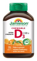 Jamieson Vitamín D3 2500 IU pomeranč 75 cucacích tablet