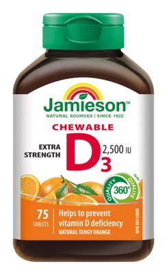 Jamieson Vitamín D3 2500 IU pomeranč 75 cucacích tablet
