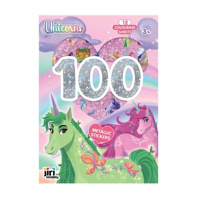 JIRI MODELS 100 metalických samolepek s omalovánkovými listy Jednorožci 1 ks
