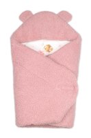 Baby Nellys Beránková zavinovačka s kapucí bavlna/beránek, Teddy - Baletka, pudrově růžová