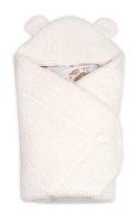 Baby Nellys Beránková zavinovačka s kapucí bavlna/beránek, Teddy - Srnka, smetana