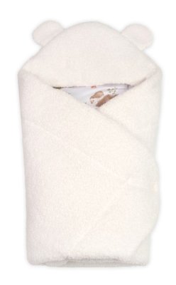 Baby Nellys Beránková zavinovačka s kapucí bavlna/beránek, Teddy - Srnka, smetana