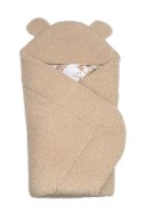 Baby Nellys Beránková zavinovačka s kapucí bavlna/beránek, Teddy - Srnka béžová, hnědá