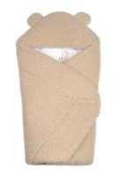 Baby Nellys Beránková zavinovačka s kapucí bavlna/beránek, Teddy - Medvídek béžová, hnědá