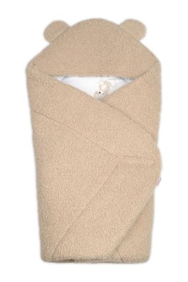 Baby Nellys Beránková zavinovačka s kapucí bavlna/beránek, Teddy - Medvídek béžová, hnědá