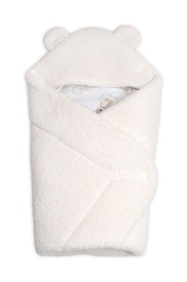 Baby Nellys Beránková zavinovačka s kapucí bavlna/beránek, Teddy - Medvídek smetana