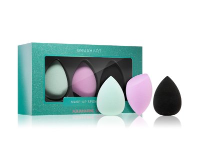 BrushArt Sada houbiček na make-up 3 ks Aquamarine Green