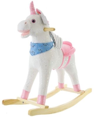 EURO BABY Houpací jednorožec se zvuky a pohyby  - bílý/růžový