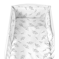 Baby Nellys Sada do postýlky 3D, mantinel a povlečení - Louka, bílá, 135x100